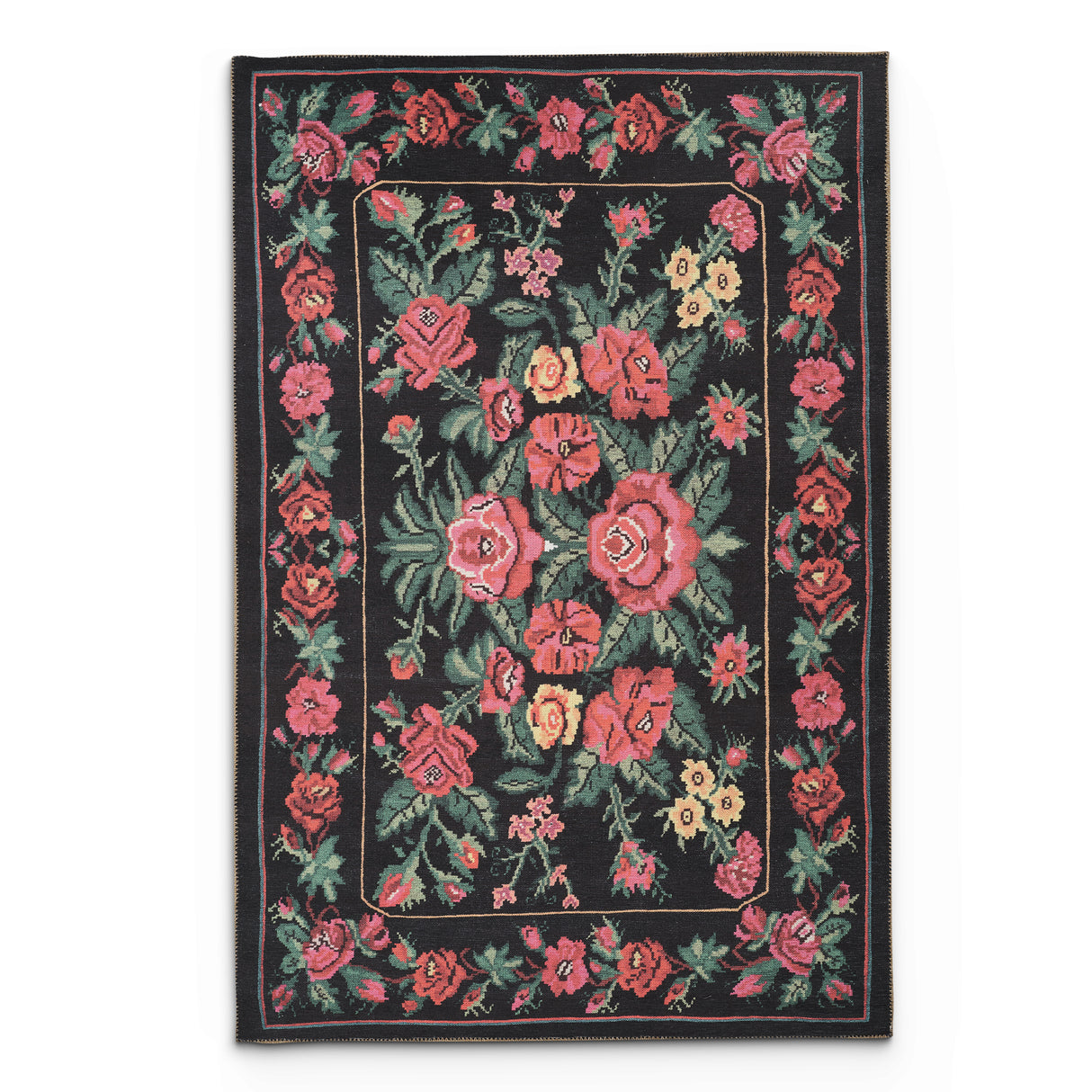 Portobello Thyme Traditional Black & White Rug