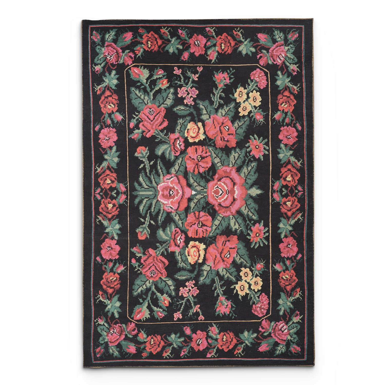 Portobello Thyme Traditional Black & White Rug