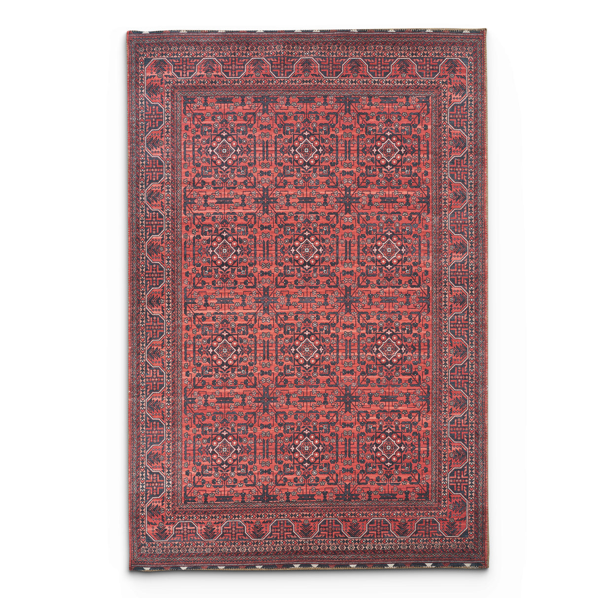 Portobello Coral Traditional Red & Burgundy Rug
