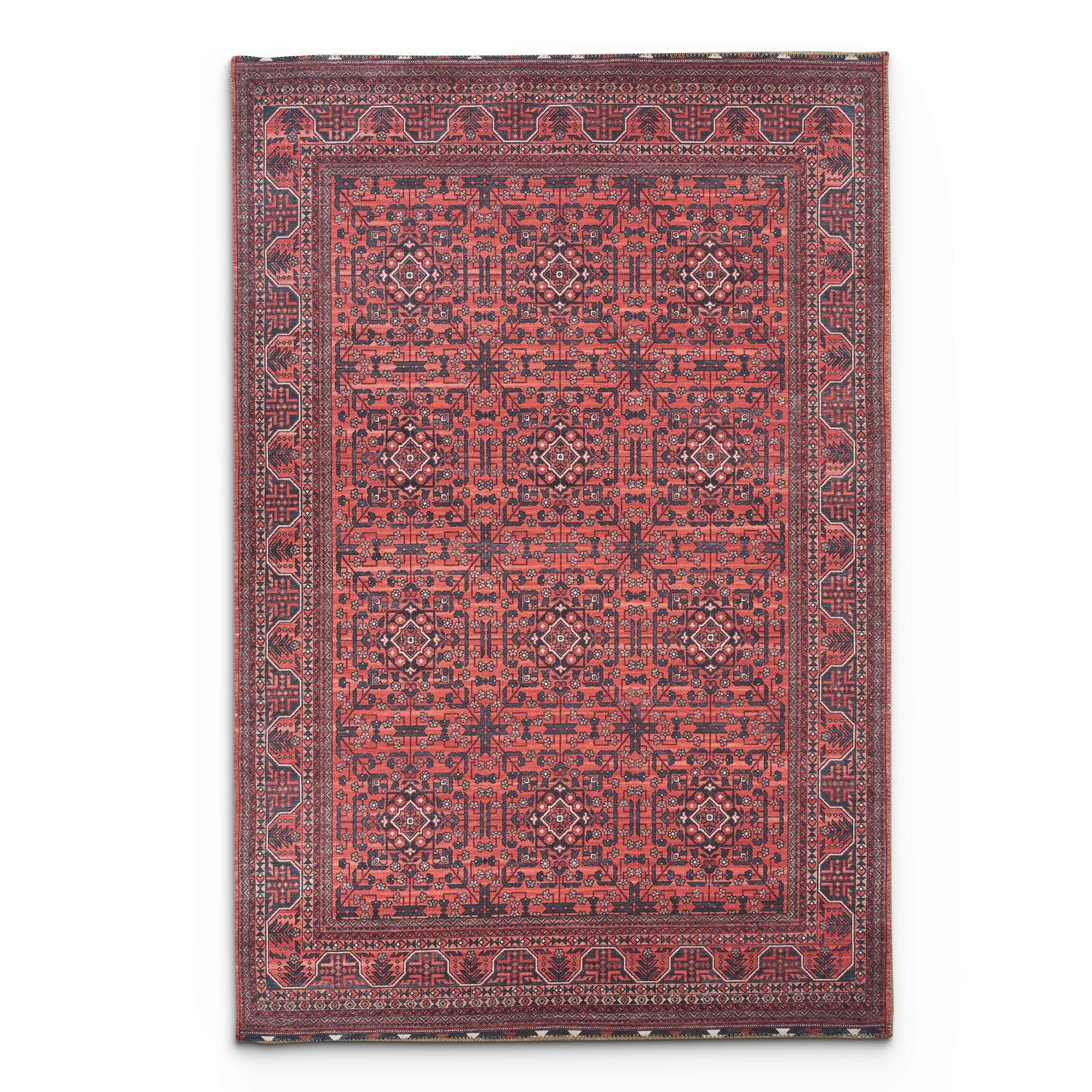 Portobello Coral Traditional Red & Burgundy Rug