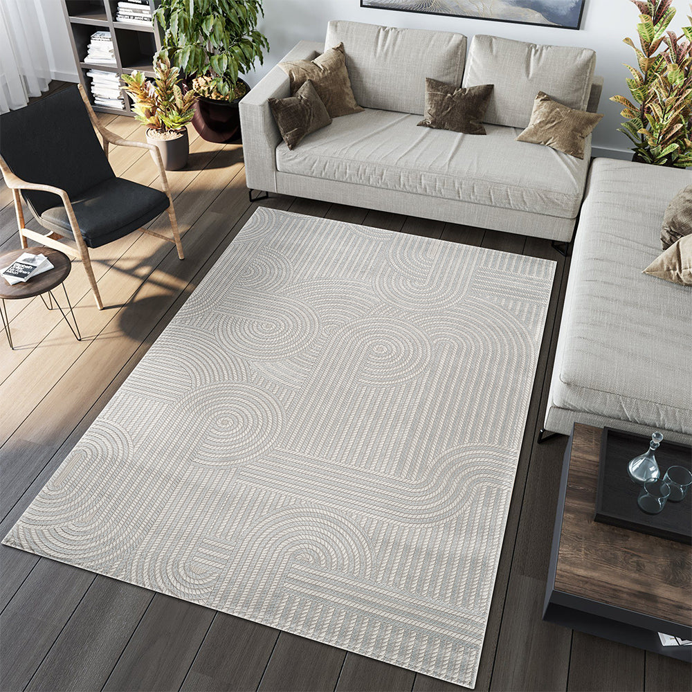 Camber Snow Geometric Blue Rug