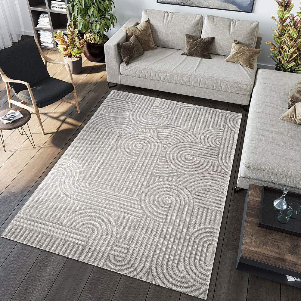 Camber Hollow Geometric Grey & Silver Rug