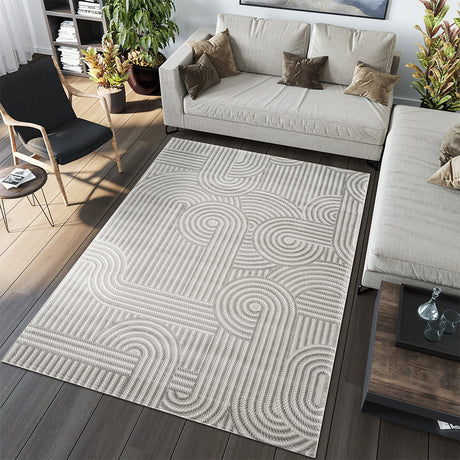 Camber Hollow Geometric Grey & Silver Rug
