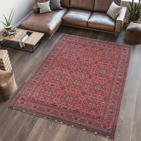 Portobello Coral Traditional Red & Burgundy Rug