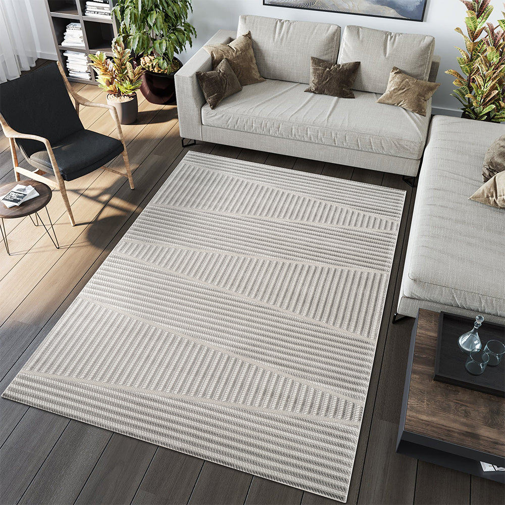 Camber Cypress Geometric Grey & Silver Rug