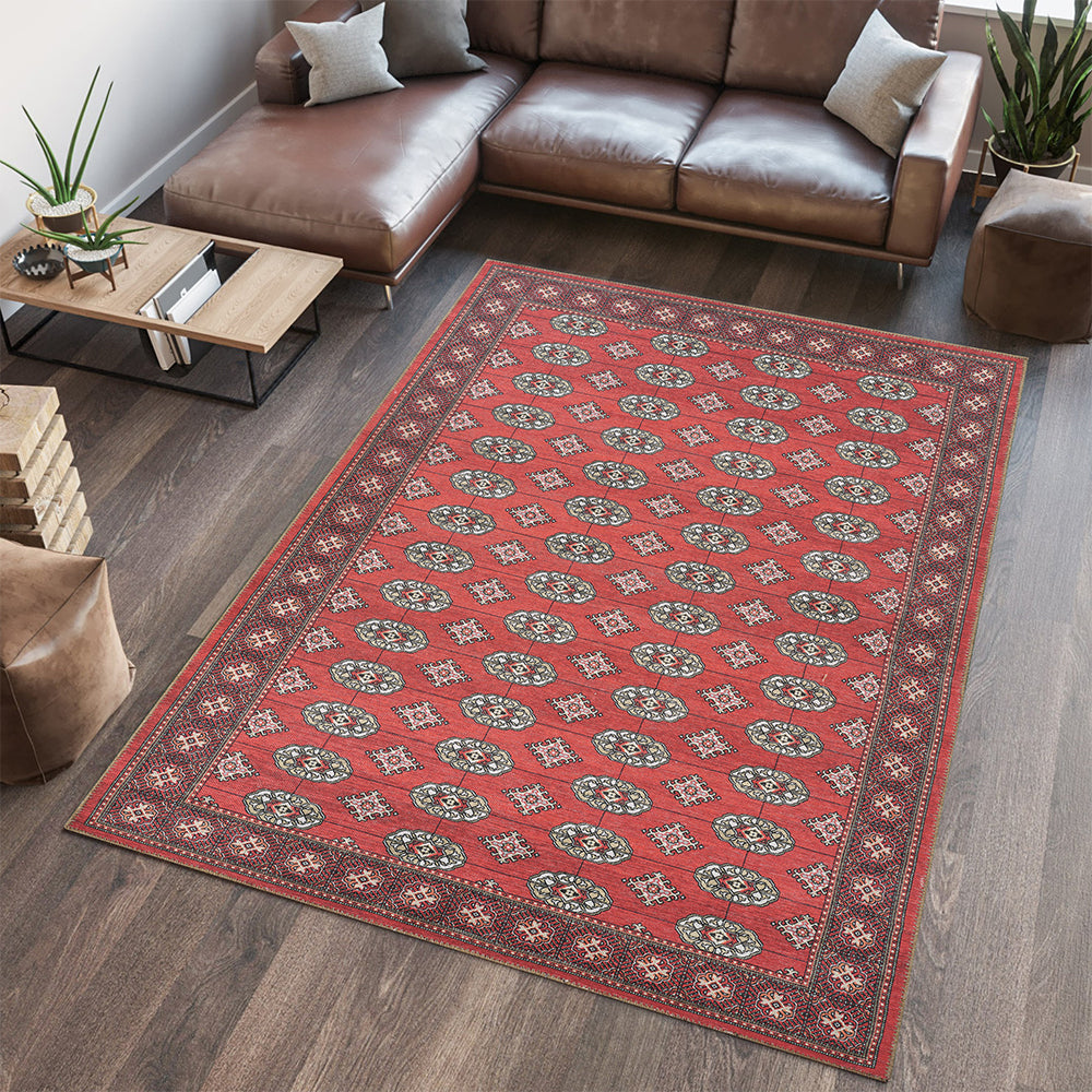 Portobello Elm Traditional Red & Burgundy Rug