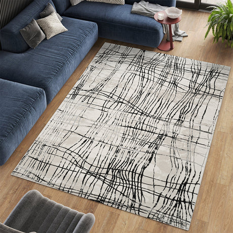 Stonehaven Marble Contemporary Black & White Rug