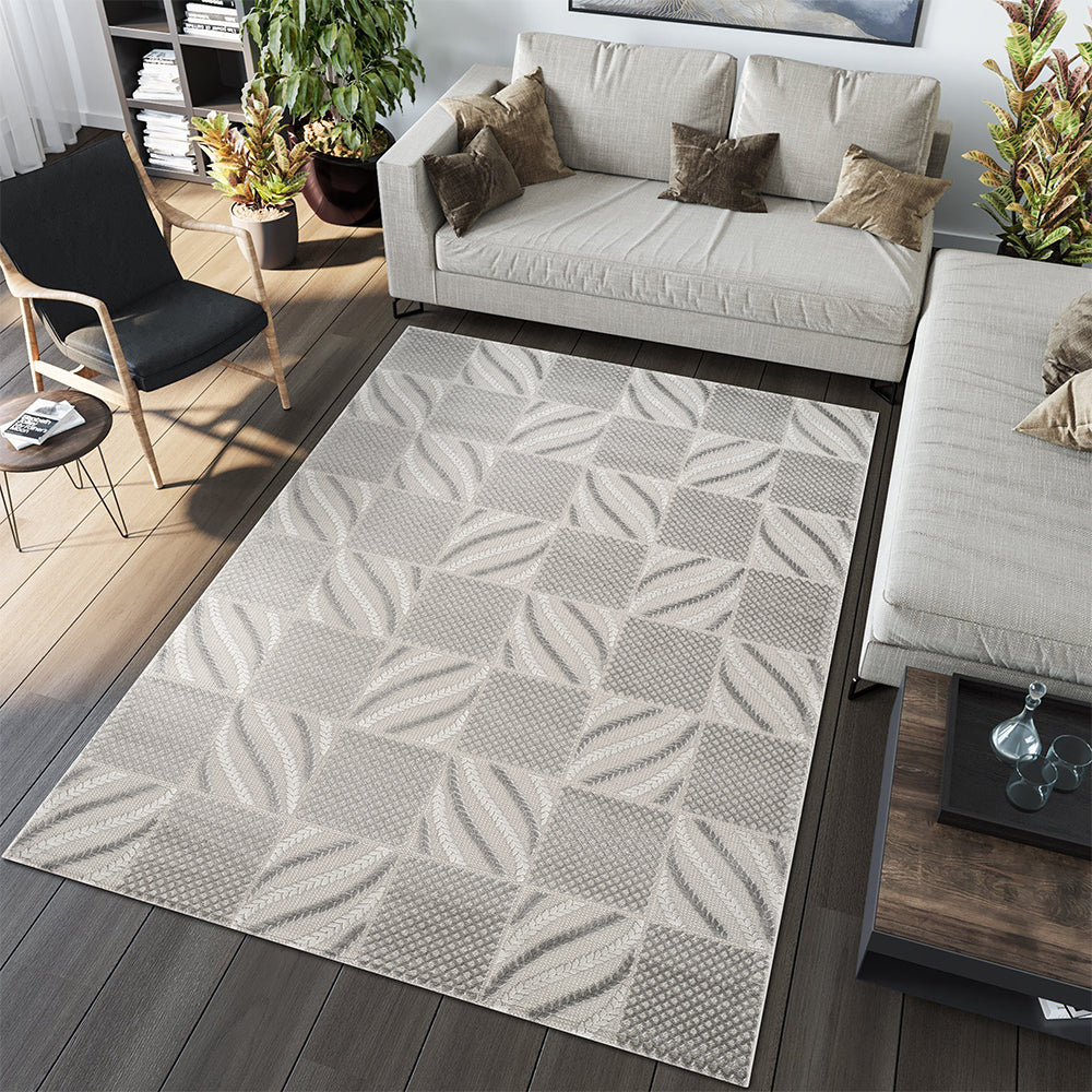 Camber Ridge Geometric Grey & Silver Rug