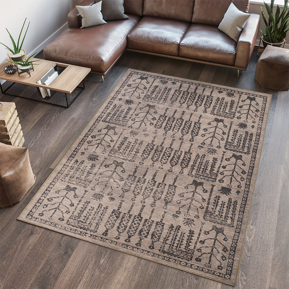 Portobello Vale Traditional Brown & Taupe Rug