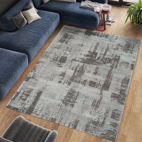 Stonehaven Noir Contemporary Blue Rug