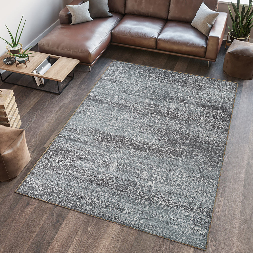 Portobello Frost Traditional Blue Rug