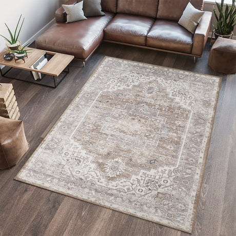 Portobello Terra Traditional Brown & Taupe Rug
