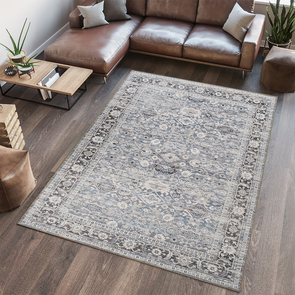 Portobello Ashen Traditional Blue Rug
