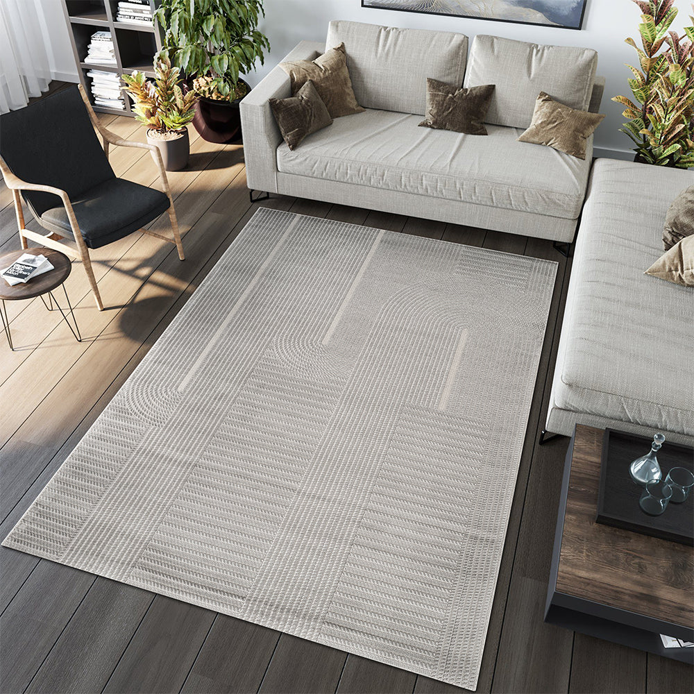 Camber Berry Geometric Grey & Silver Rug