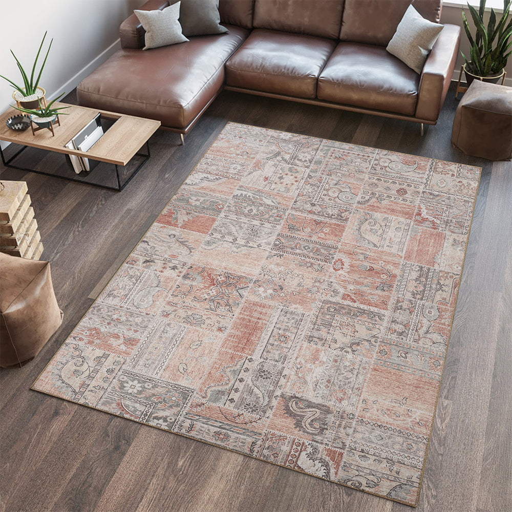 Portobello Beige Traditional Green Rug