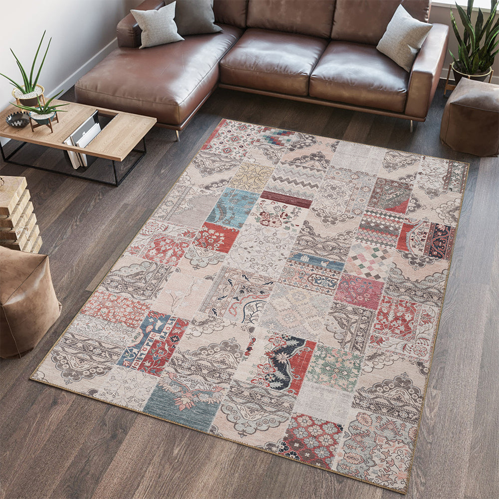 Portobello Olive Traditional Multicolour Rug