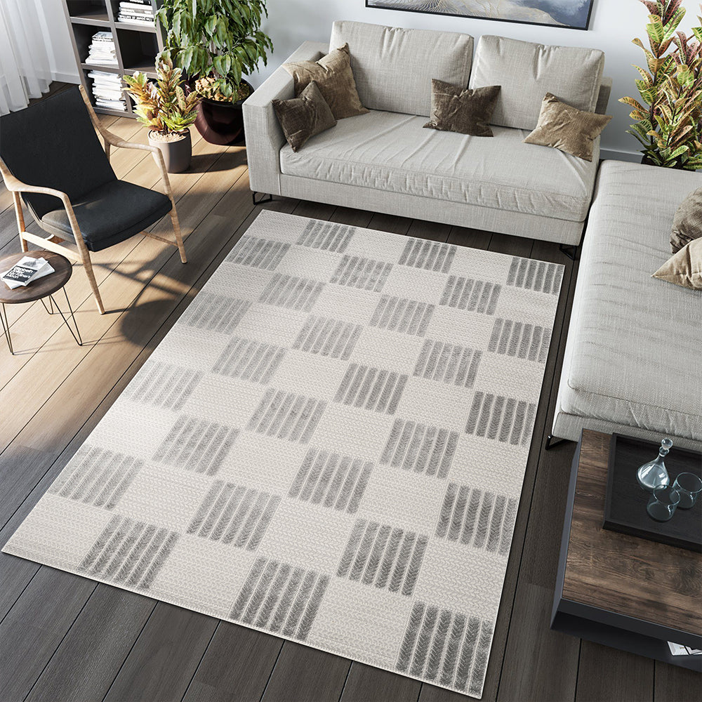 Camber Flora Geometric Grey & Silver Rug
