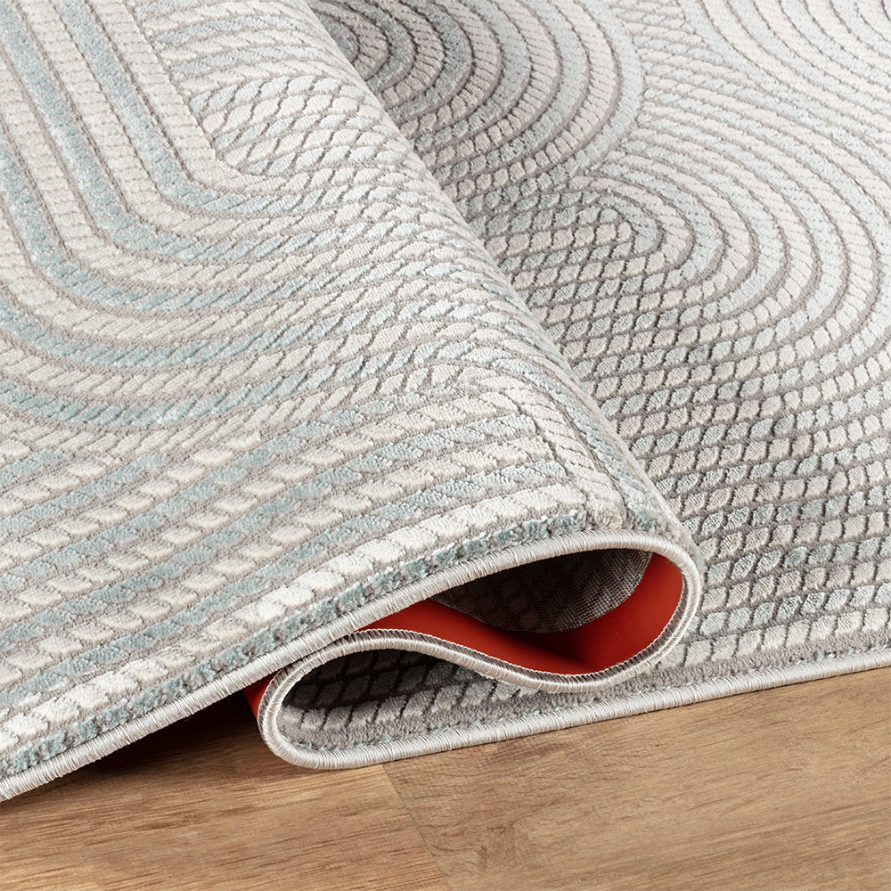 Camber Snow Geometric Blue Rug