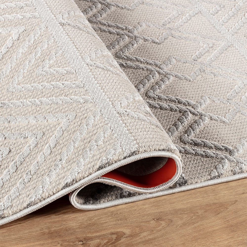Camber Geometric Grey & Silver Rug