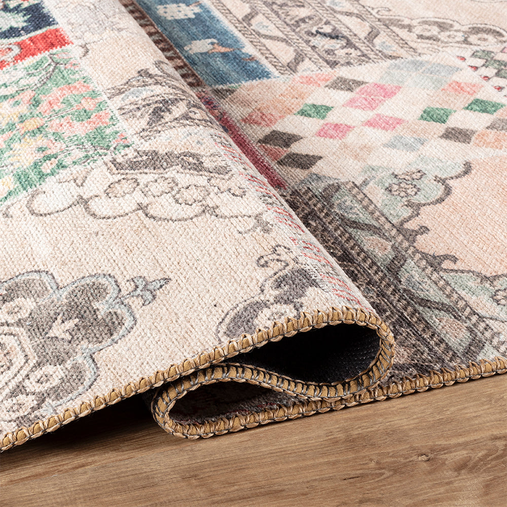 Portobello Olive Traditional Multicolour Rug