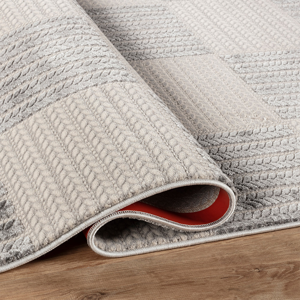 Camber Flora Geometric Grey & Silver Rug