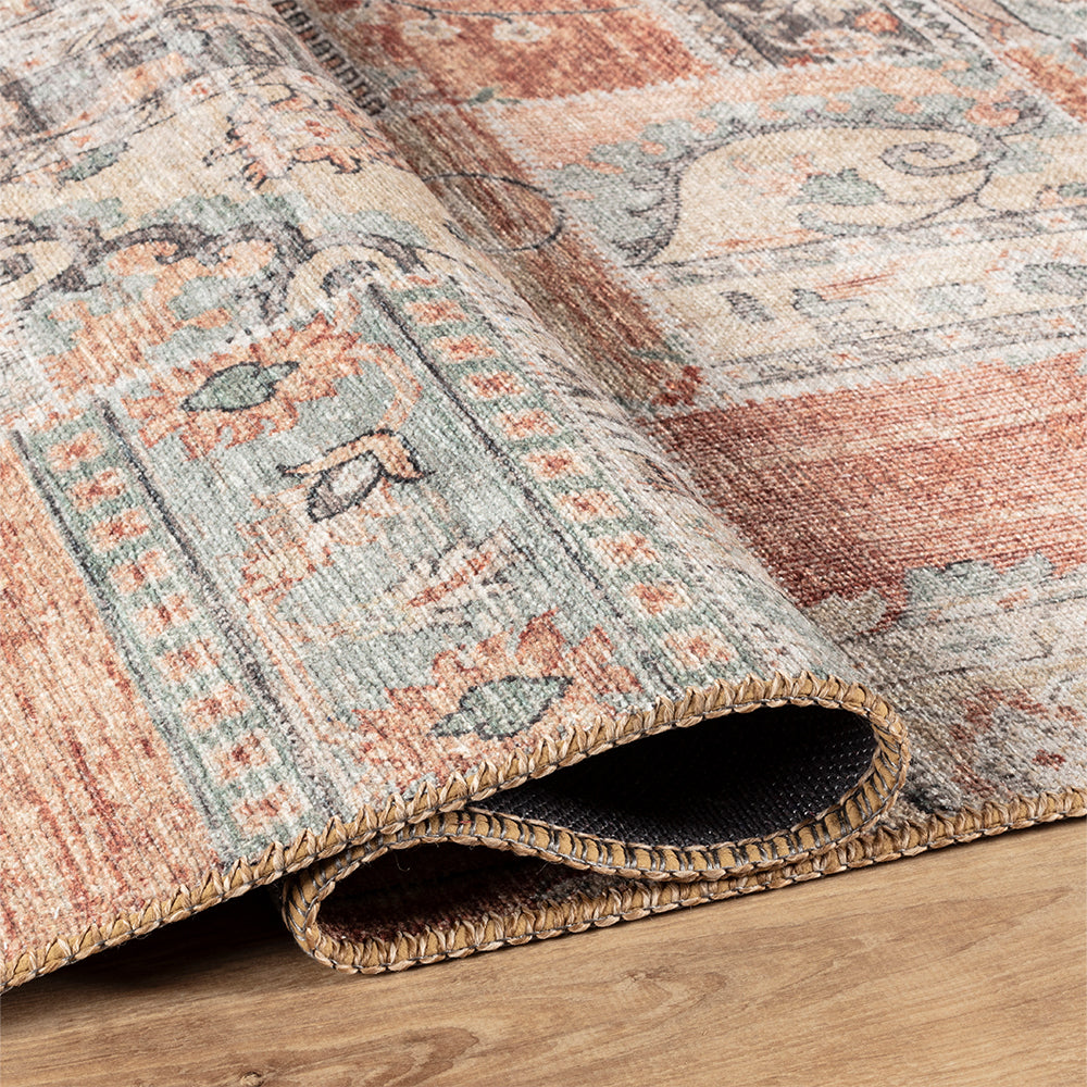 Portobello Beige Traditional Green Rug