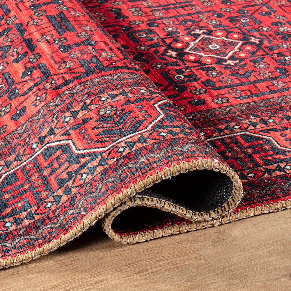 Portobello Coral Traditional Red & Burgundy Rug