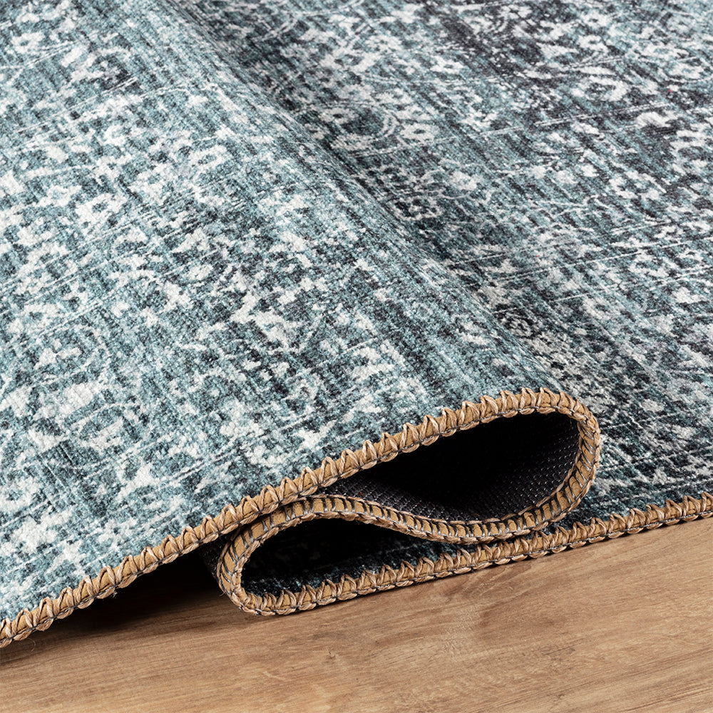 Portobello Frost Traditional Blue Rug