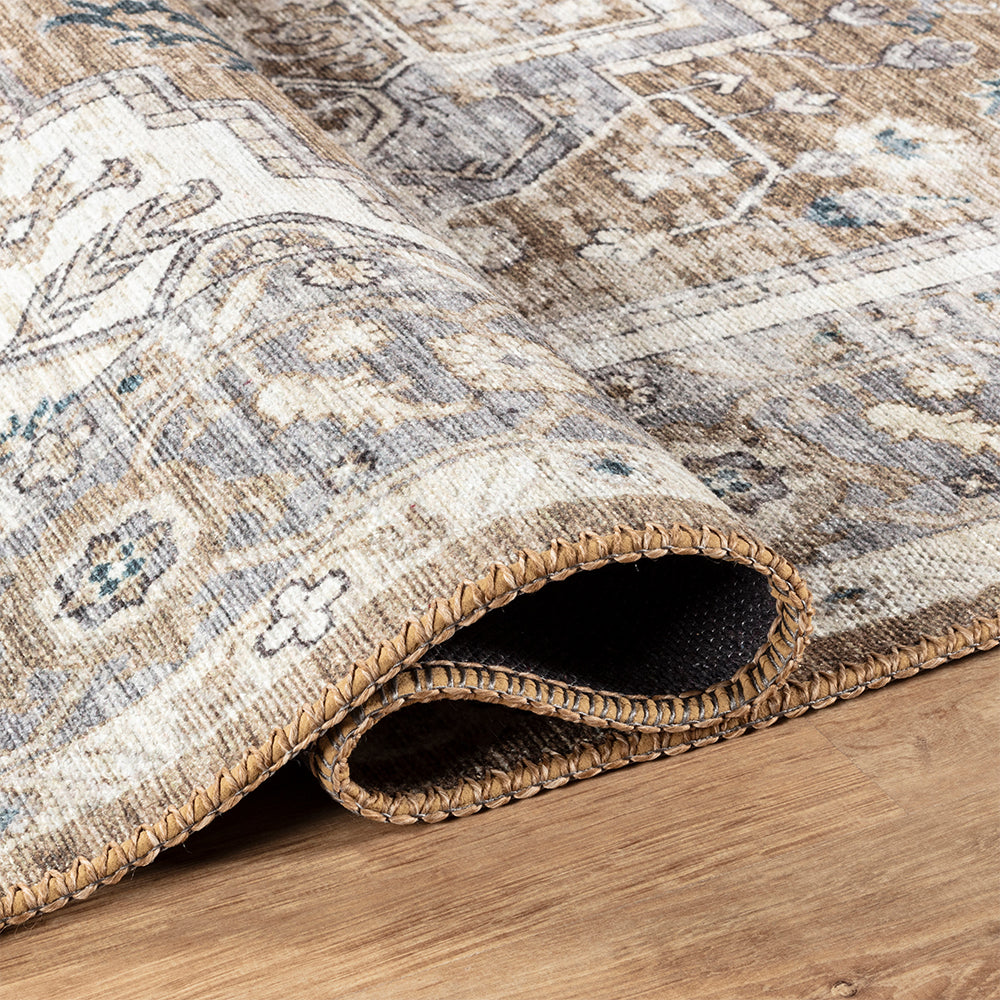 Portobello Terra Traditional Brown & Taupe Rug
