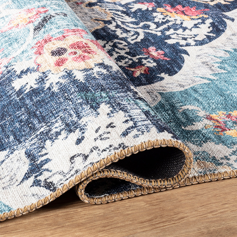 Portobello Dove Traditional Blue Rug