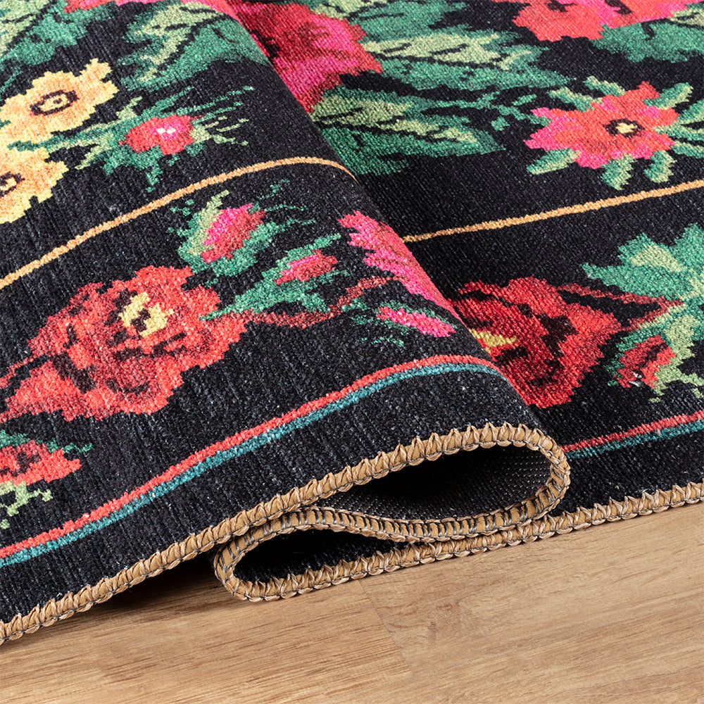 Portobello Thyme Traditional Black & White Rug