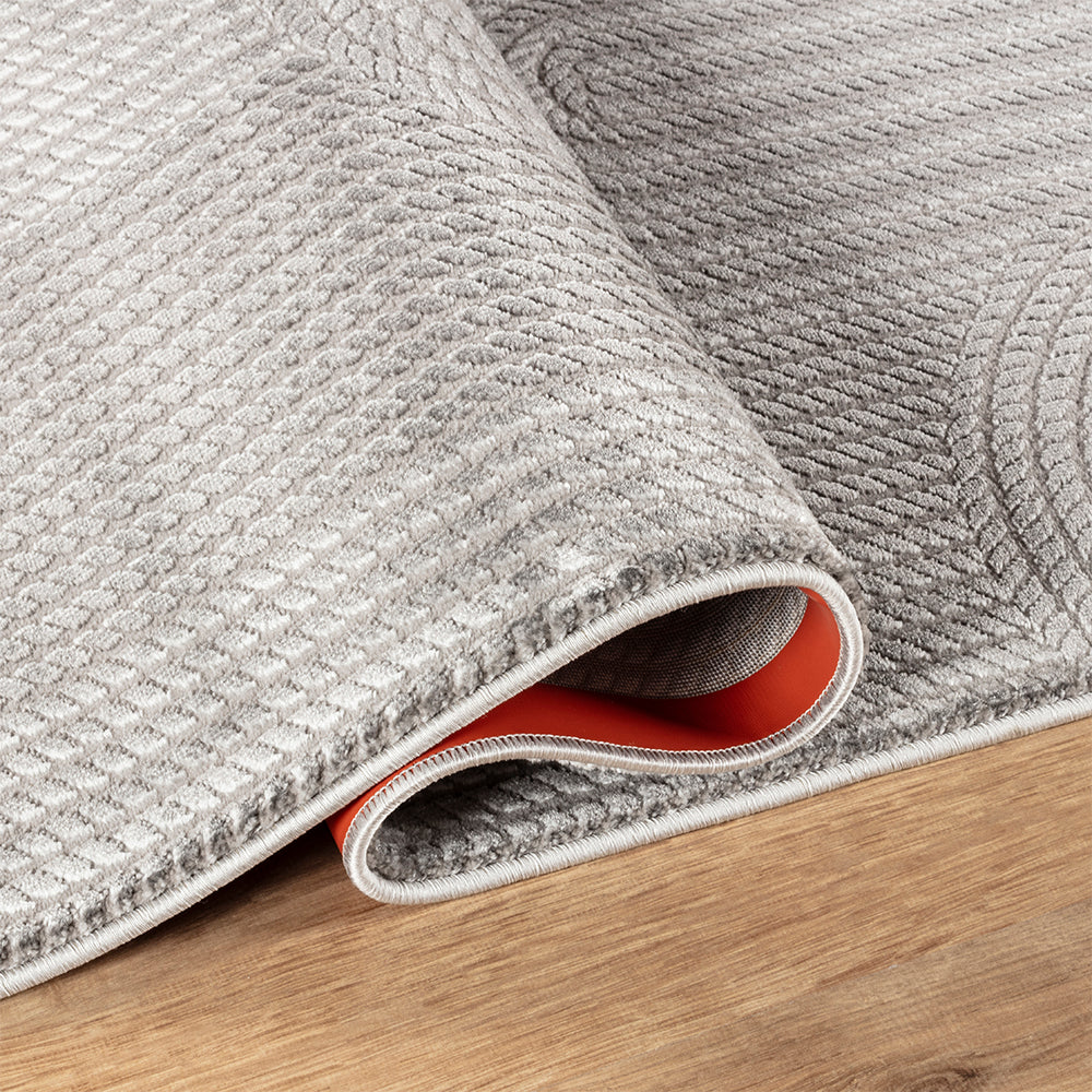 Camber Rust Geometric Grey & Silver Rug