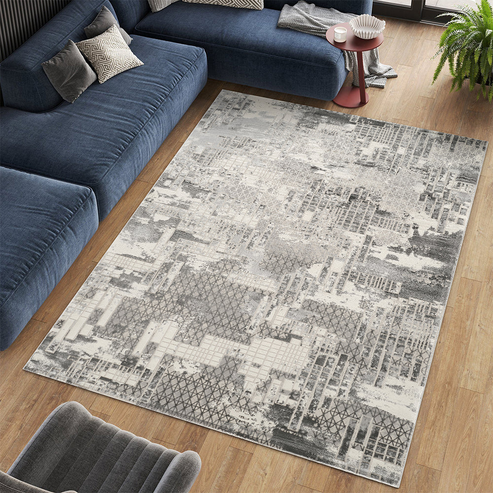 Stonehaven Twine Contemporary Grey & Silver Rug