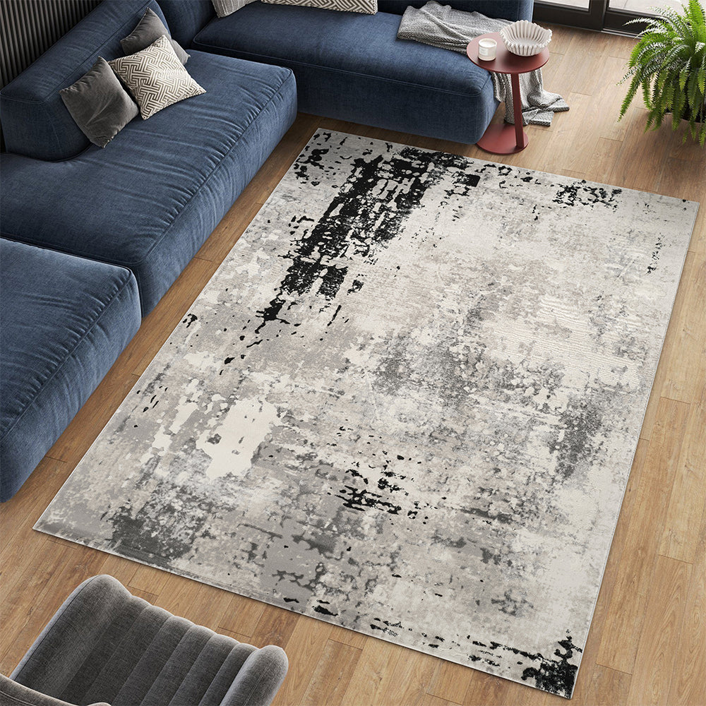 Stonehaven Azure Contemporary Black & White Rug
