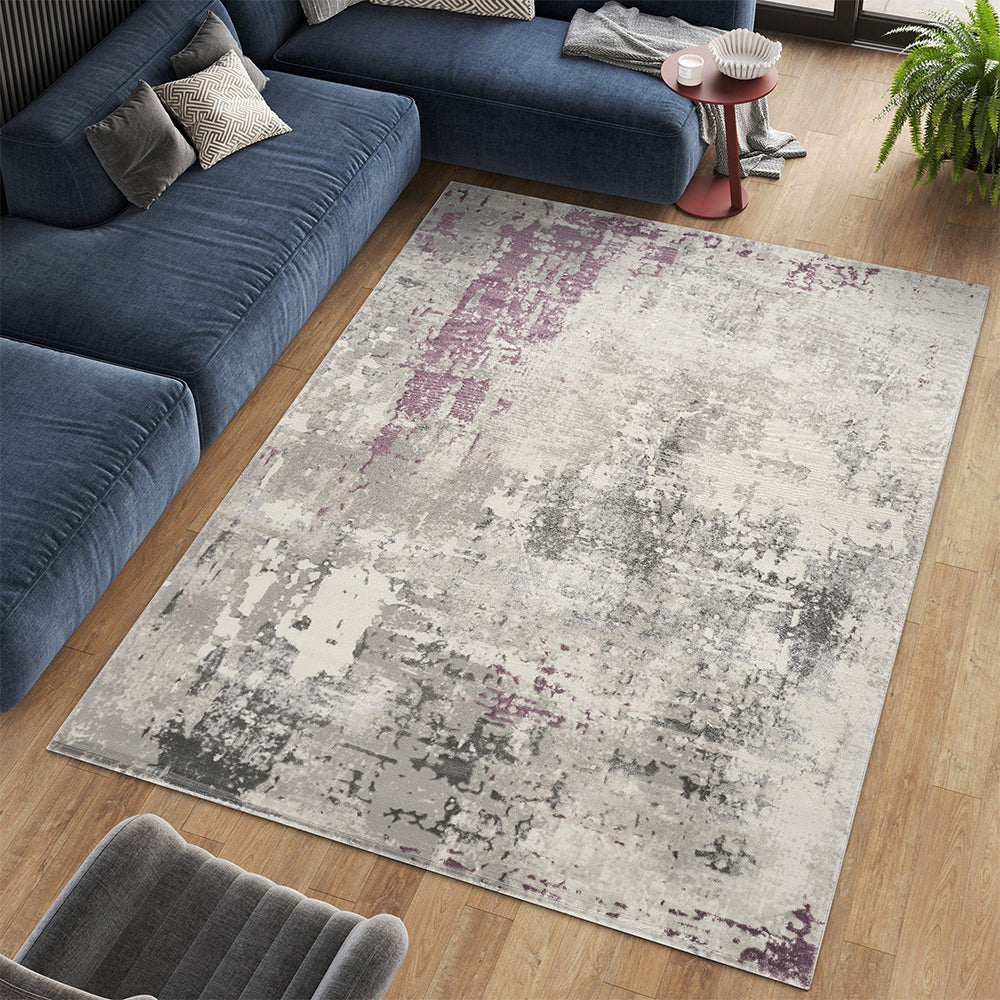 Stonehaven Crimson Contemporary Grey & Silver Rug